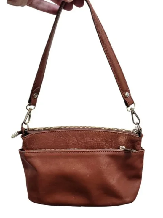 Divina Firenze Brown Genuine Leather Shoulder Bag Made In Italy Small Zip Purse - Picture 5 of 12